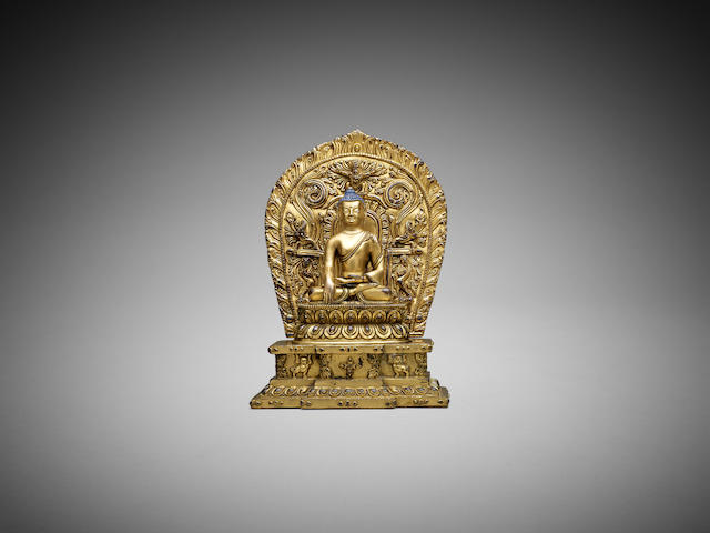 Appraisal: A gilt-bronze figure of Shakyamuni cm high