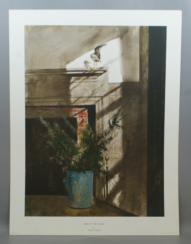 Appraisal: Andrew Wyeth American - collotype titled ''Bird in the House''