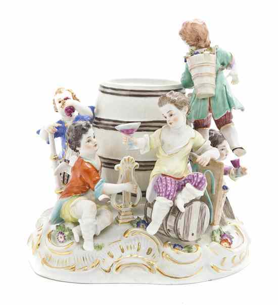 Appraisal: A Meissen Porcelain Figural Jar in the form of five