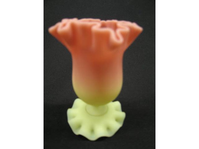 Appraisal: Webb Burmese Art Glass Vase ruffled pedestal base flared ruffled