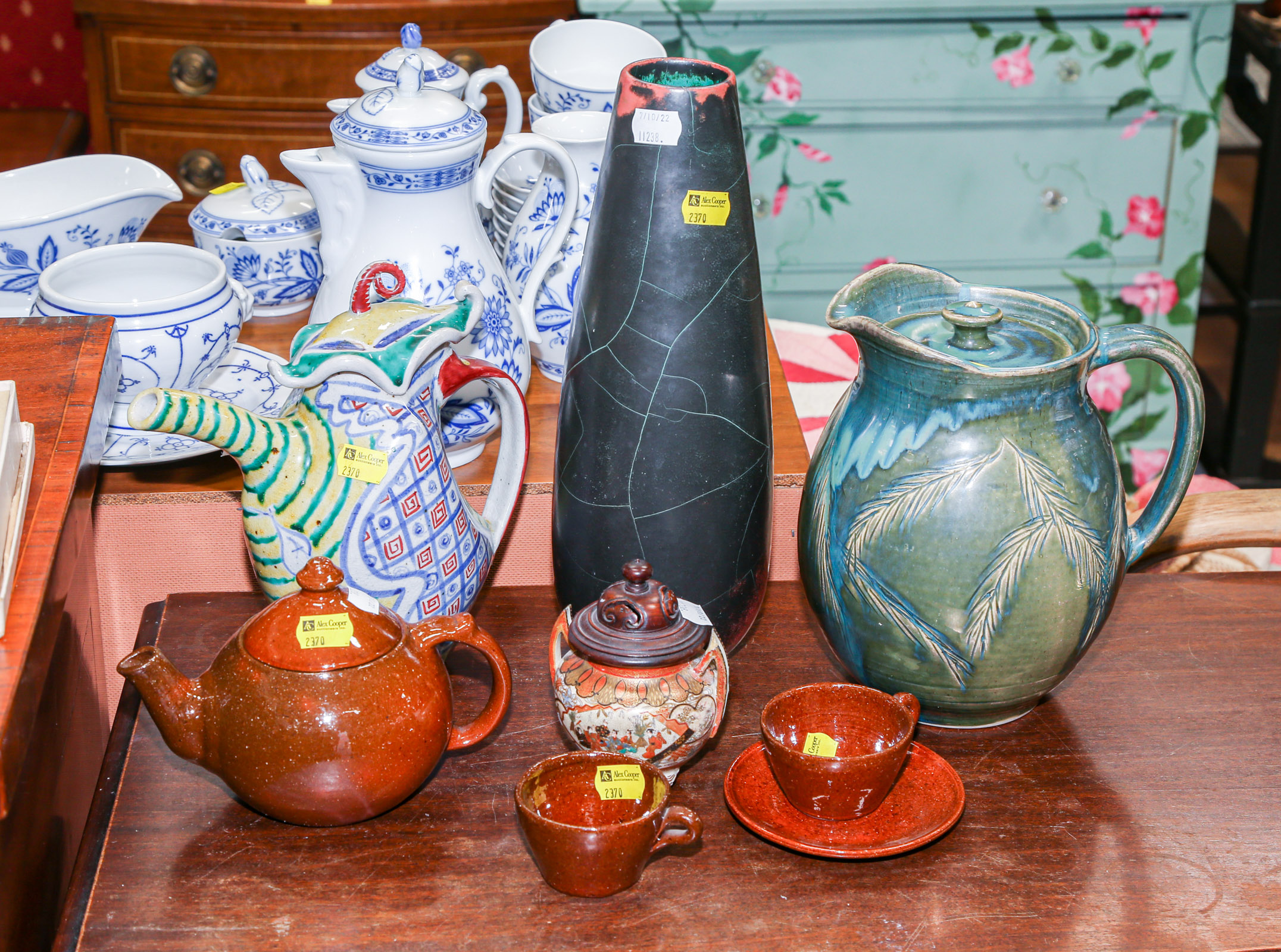 Appraisal: ASSORTED DECORATIVE ITEMS Including art pottery Ben Owen stoneware items