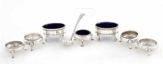 Appraisal: Georgian sterling salt cellars and sugar sifter London th century