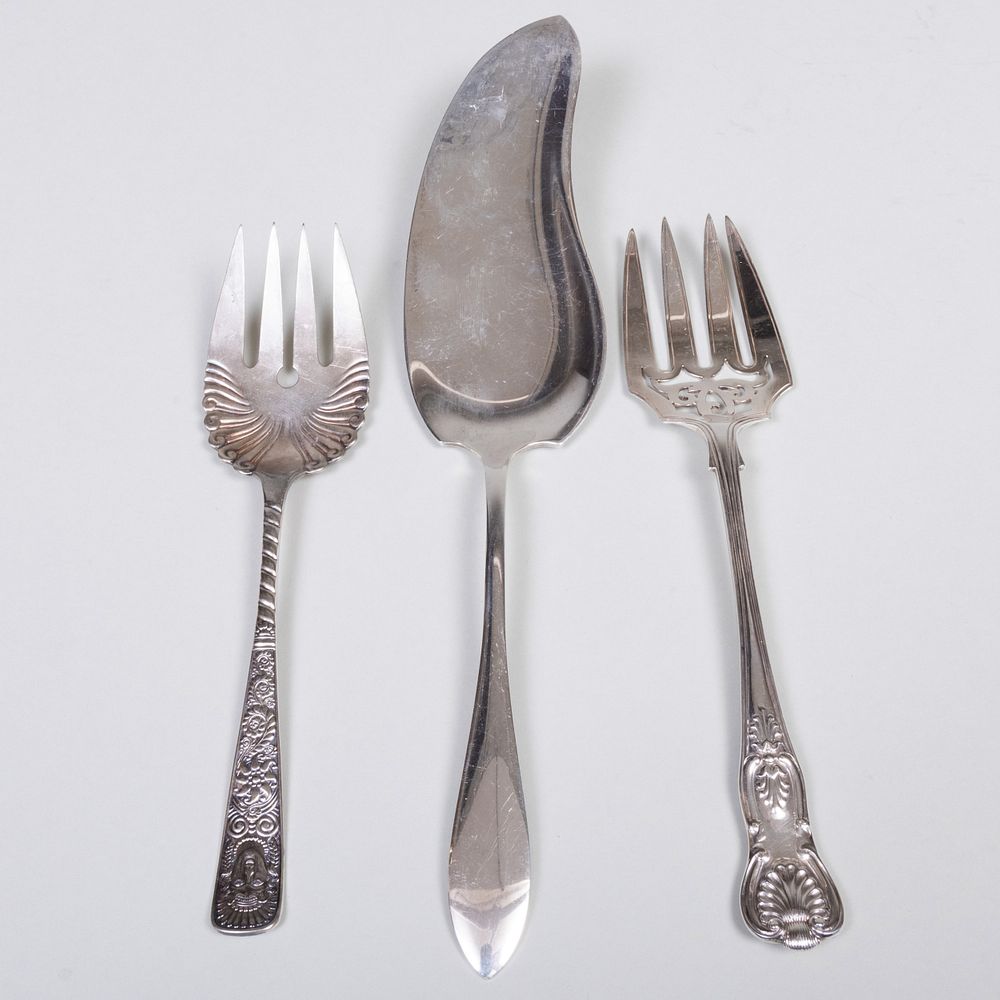 Appraisal: Victorian Silver Serving Fork and a Continental Silver Fish Server