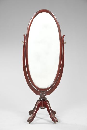 Appraisal: American Late Classical Revival Mahogany Cheval Mirror the oval frame