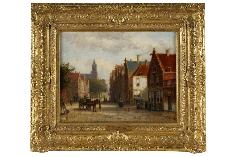 Appraisal: DUTCH SCHOOL STREET SCENEoil on wood panel signed lower right