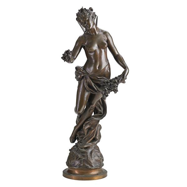 Appraisal: HENRI ALLOUARD French - Bronze figure of a nymph raised