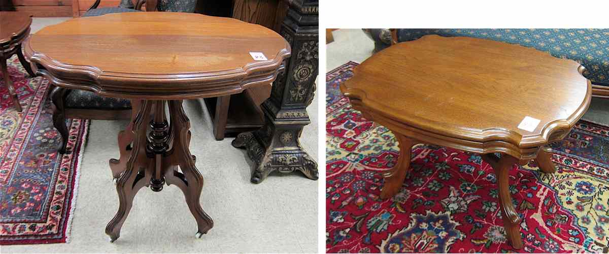 Appraisal: TWO VICTORIAN WALNUT TABLES American last quarter of the th