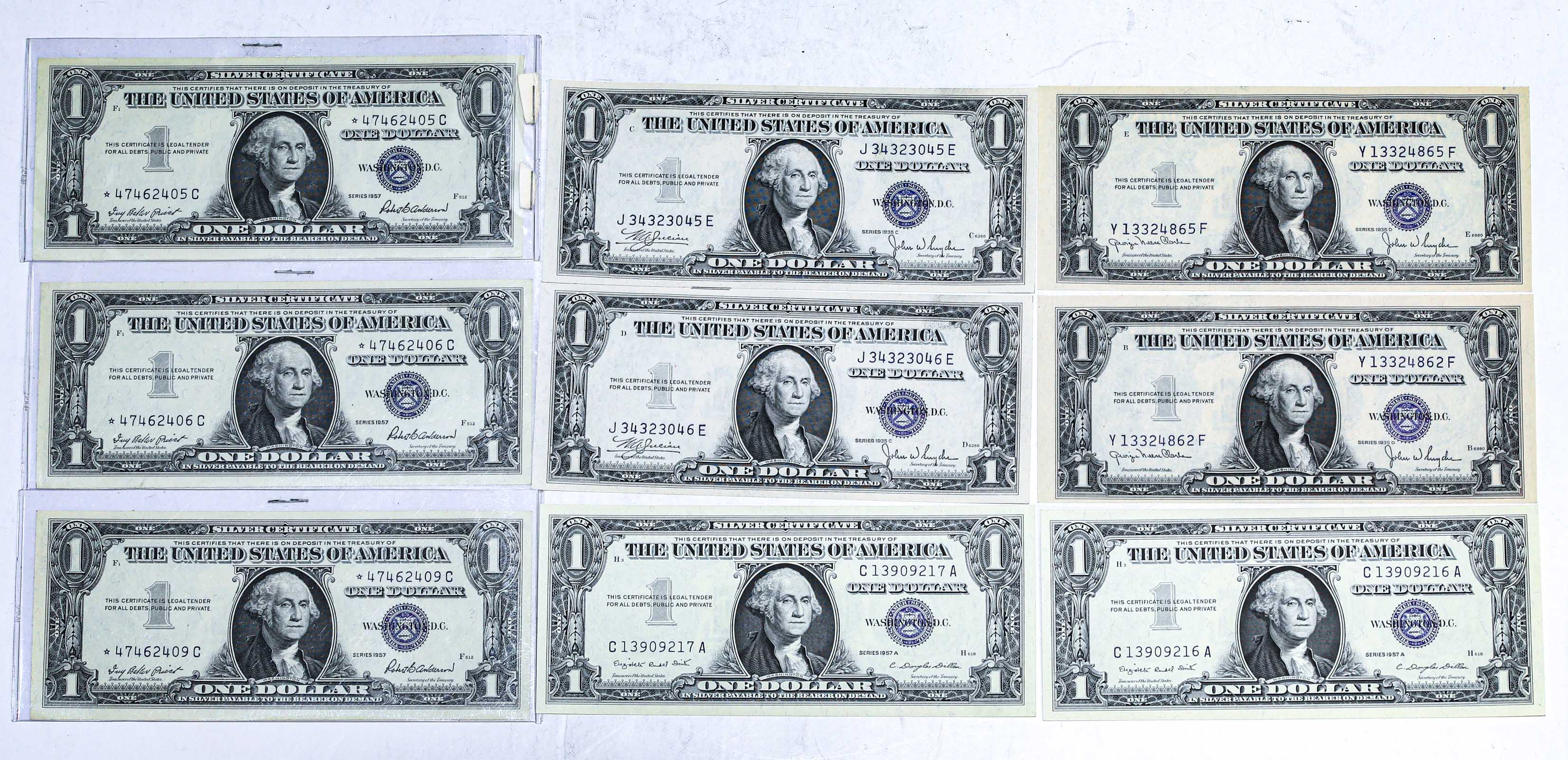 Appraisal: SILVER CERTIFICATES - three notes grading AU C and D