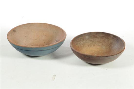 Appraisal: TWO WOODEN BOWLS American mid th century Treenware bowls with