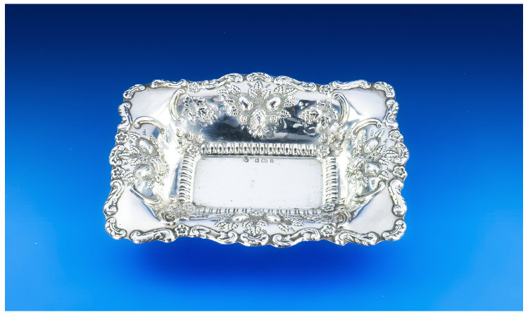 Appraisal: Victorian Ornate Silver Ladies Dressing Table Glass Pin Ring Dish