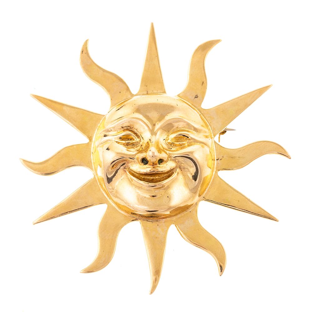 Appraisal: A Smiling Sun Face Pin Pendant in K K yellow