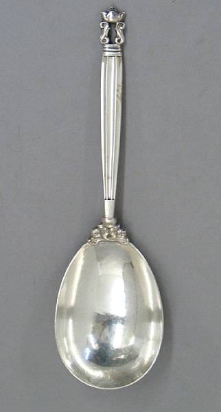 Appraisal: A Danish large serving spoonGeorg Jensen Copenhagen post Acorn Length