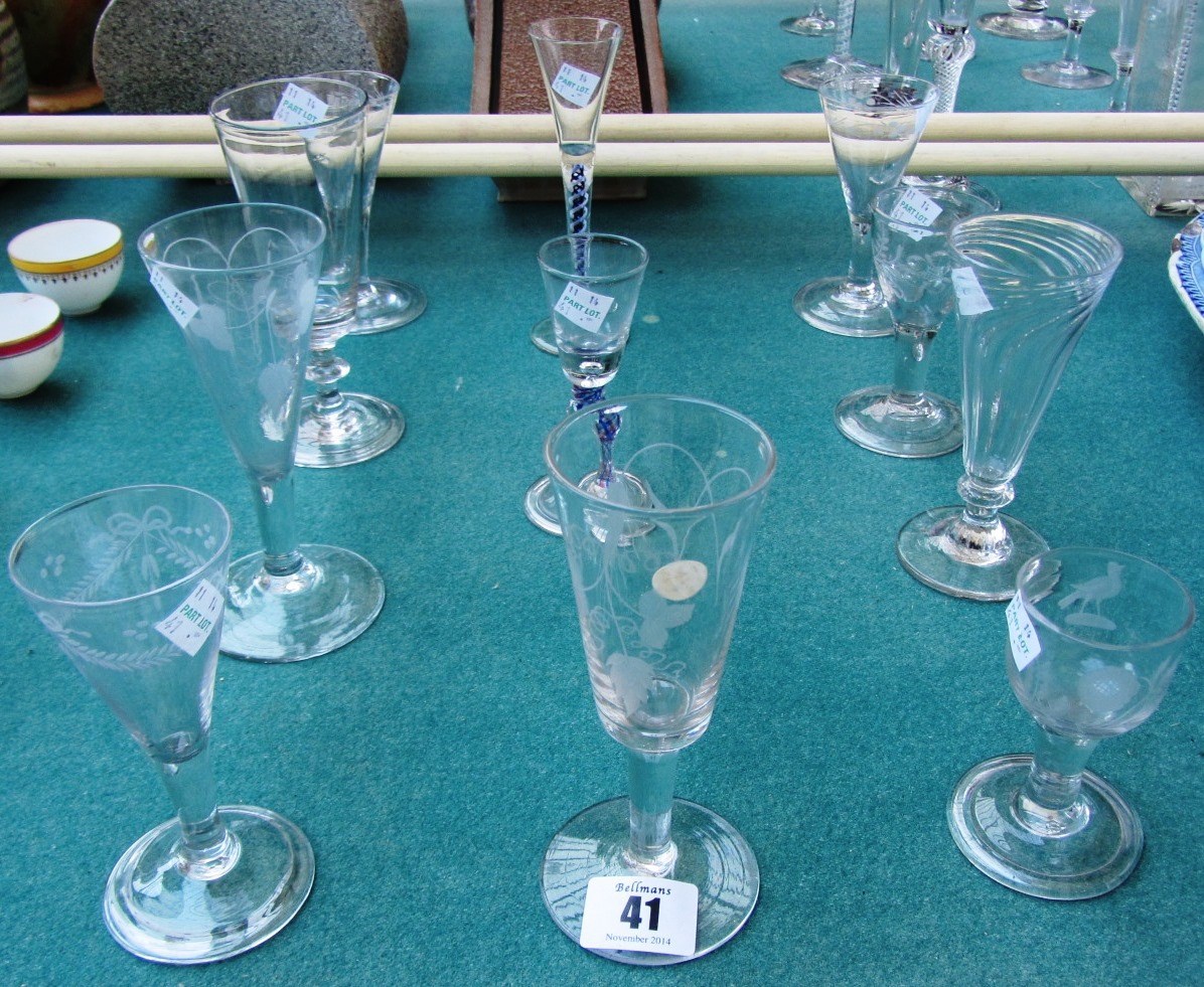 Appraisal: A group of eleven small drinking glasses mid th century