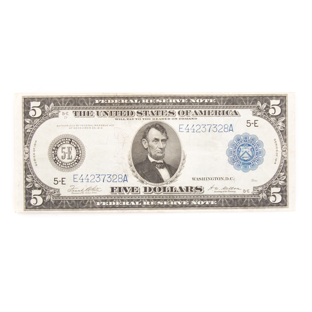 Appraisal: US Federal Reserve Note AU FR- A Large Size FRN