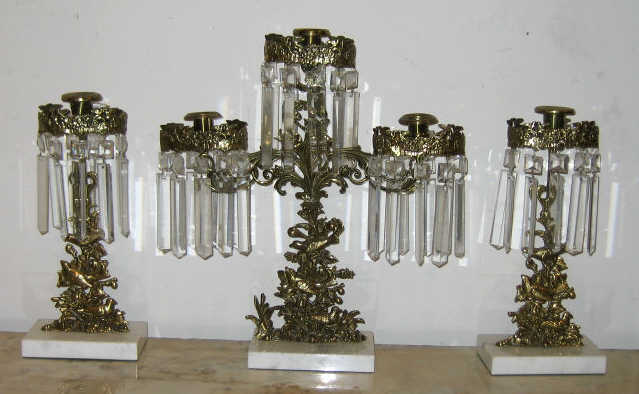 Appraisal: FRENCH THREE PIECE GARNITURE SET Three arm candelabra with pair