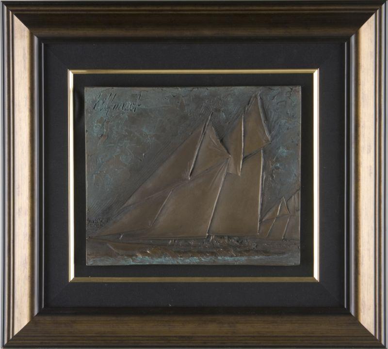 Appraisal: Bill Mack MN b Sailboat bonded bronze relief sculpture signed