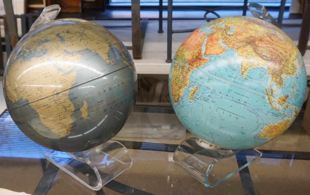 Appraisal: TWO DESK GLOBES H OF TALLER IN CM Two Desk