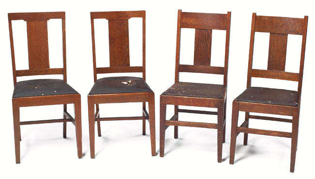 Appraisal: Arts amp Crafts side chairs group of four T back