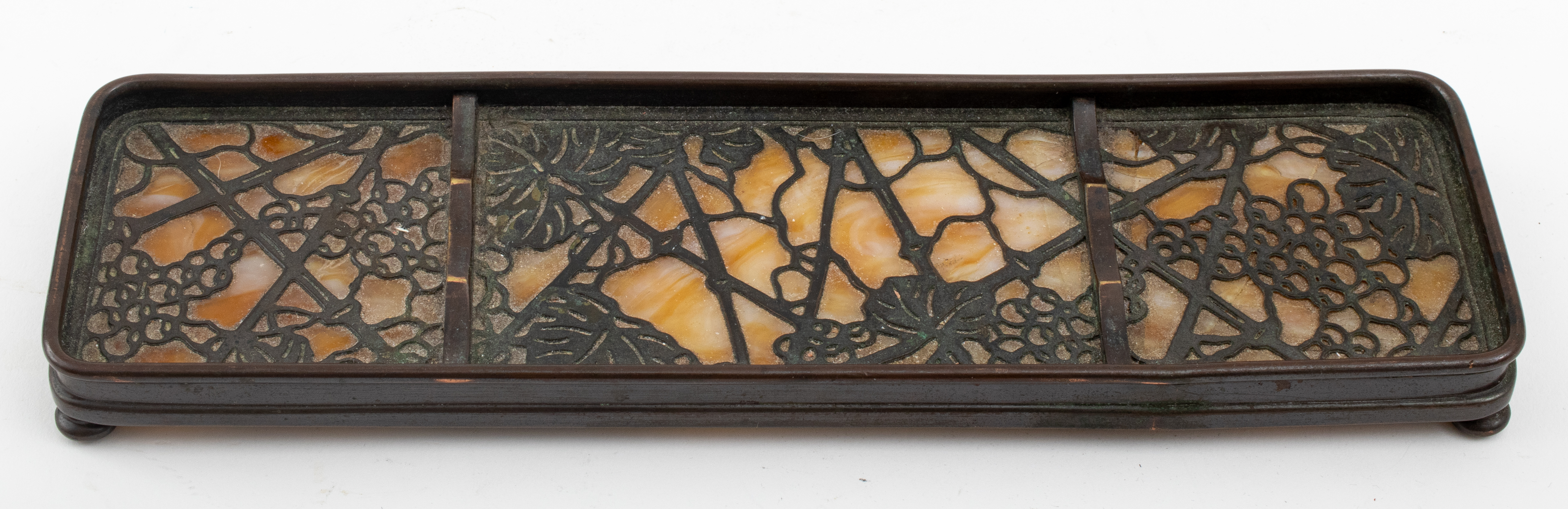 Appraisal: TIFFANY STUDIOS GRAPEVINE SLAG GLASS PEN TRAY Tiffany Studios New