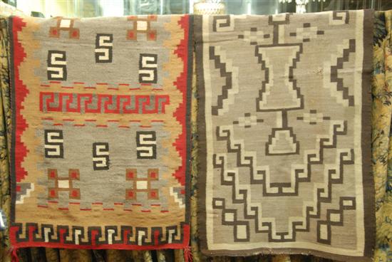 Appraisal: TWO NATIVE AMERICAN BLANKETS Handwoven geometric Provenance From a fine