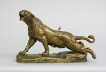 Appraisal: Charles Valton French - Wounded lioness Bronze with gold patina