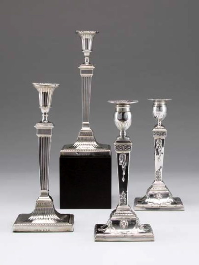 Appraisal: Pair of George III Sterling Silver Candlesticks one hallmarked Sheffield