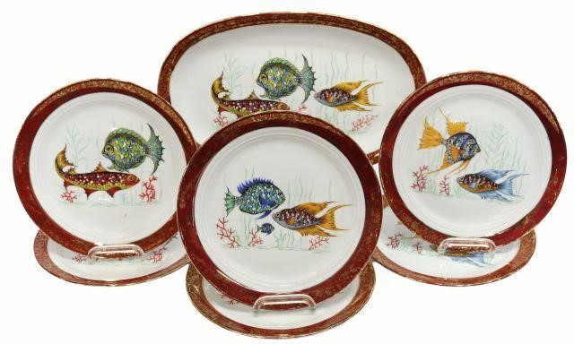 Appraisal: lot of Continental fish service decorated in Italy on German