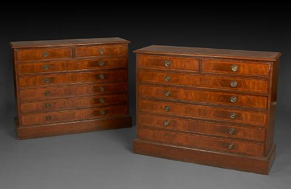 Appraisal: A pair of George III style inlaid mahogany chests of