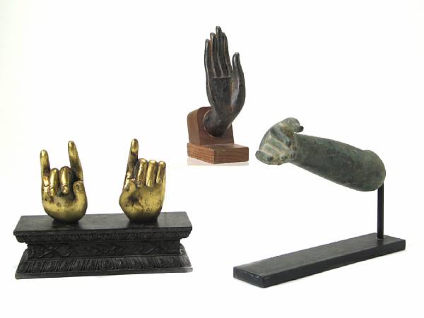 Appraisal: A pair of Chinese gilt bronze hands of a deity