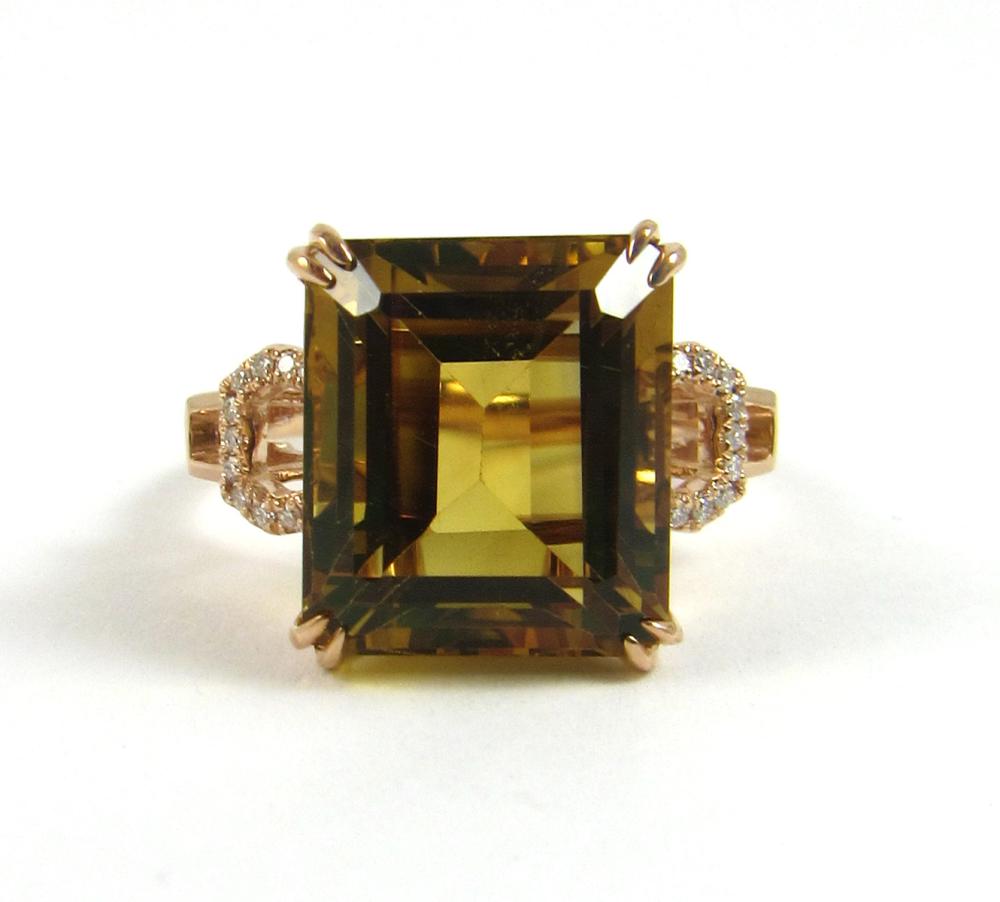 Appraisal: SMOKY CITRINE DIAMOND AND FOURTEEN KARAT GOLD RING The k