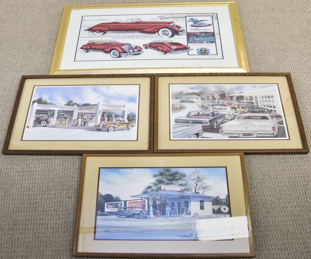 Appraisal: Four Prints Four prints to include a large Packard print