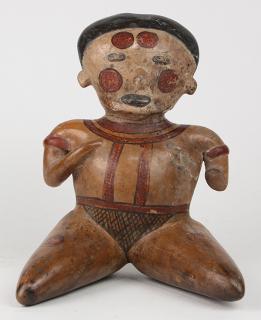 Appraisal: Chinesco style terracotta figure Nayarit Mexico authenticity unproven depicted seated