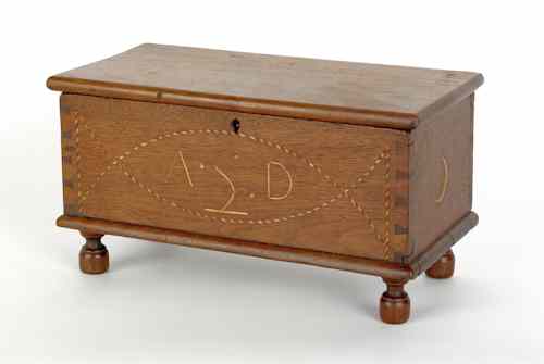 Appraisal: Miniature Pennsylvania walnut blanket chest th c with the initials