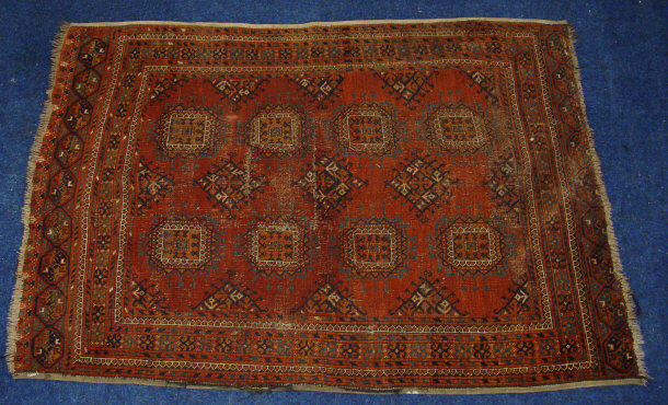 Appraisal: Three rectangular rugs each decorated with flowers onto red and