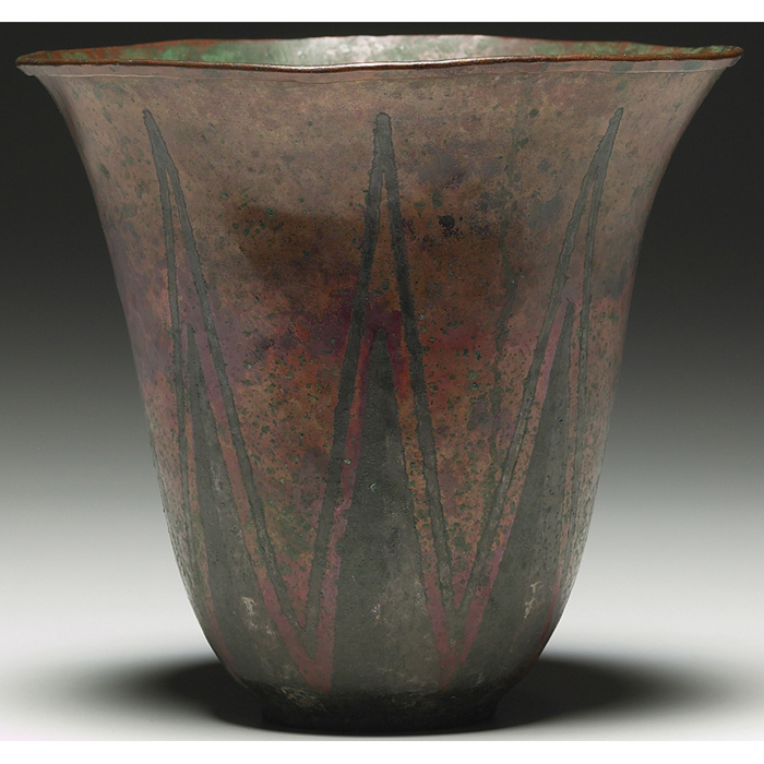 Appraisal: Good Linossier vase flaring form in copper with a geometric