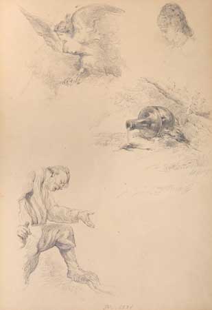 Appraisal: ERNEST MEISSONIER French - Sheet of Studies with a Sphinx