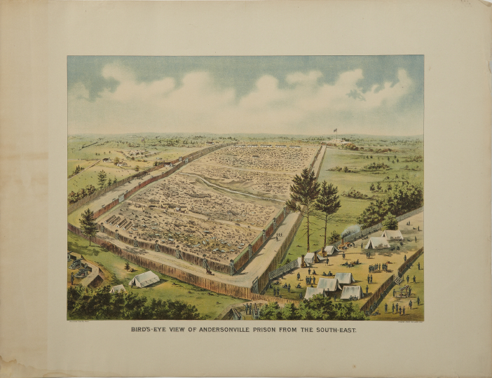 Appraisal: American School Fourth Quarter th Century Bird's-Eye View of Andersonville