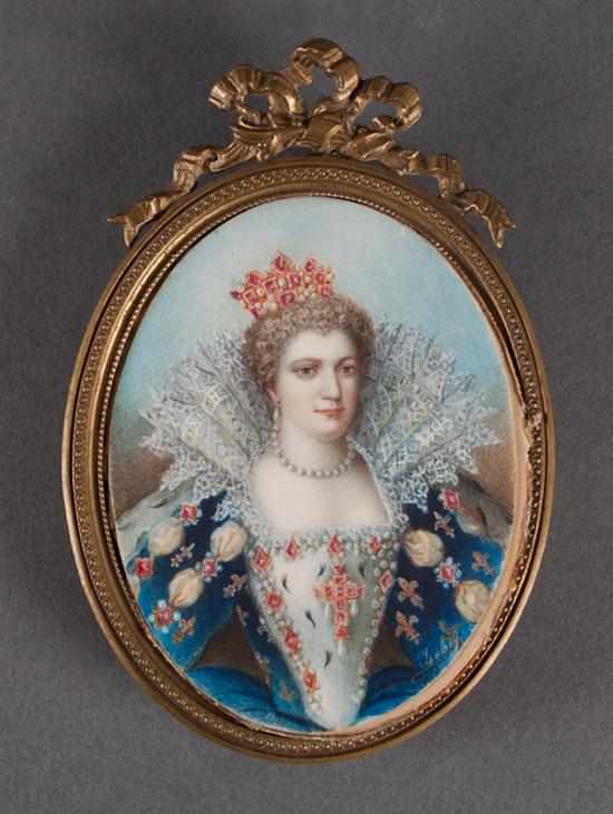 Appraisal: Attributed Jean Baptiste Isabey French - Oval portrait miniature of