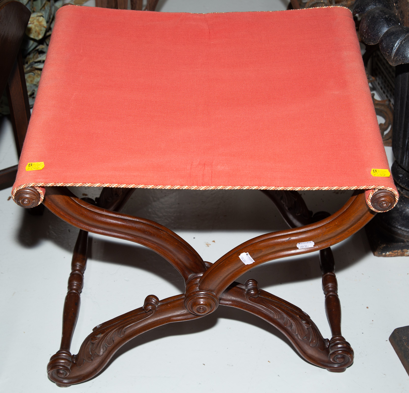 Appraisal: MAHOGANY CURULE TYPE FOLDING CHAIR st half th century with