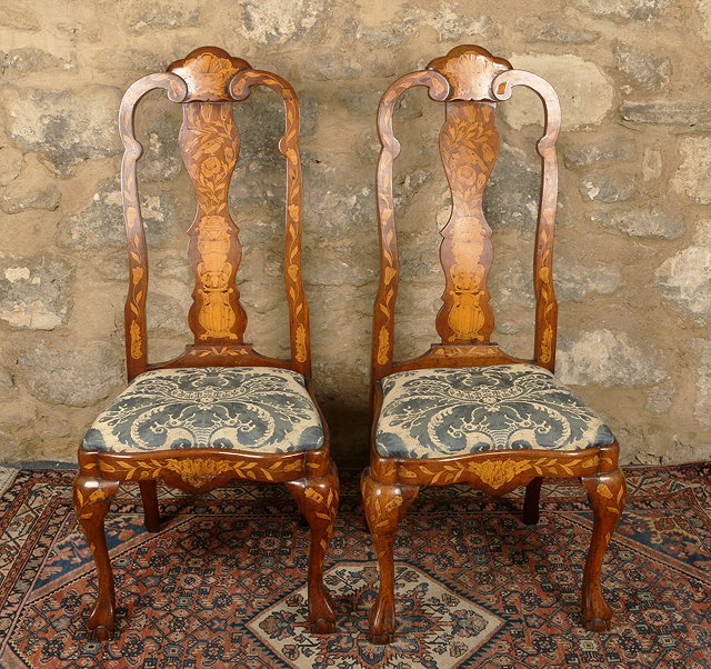 Appraisal: A PAIR OF TH CENTURY DUTCH WALNUT AND FLORAL MARQUETRY