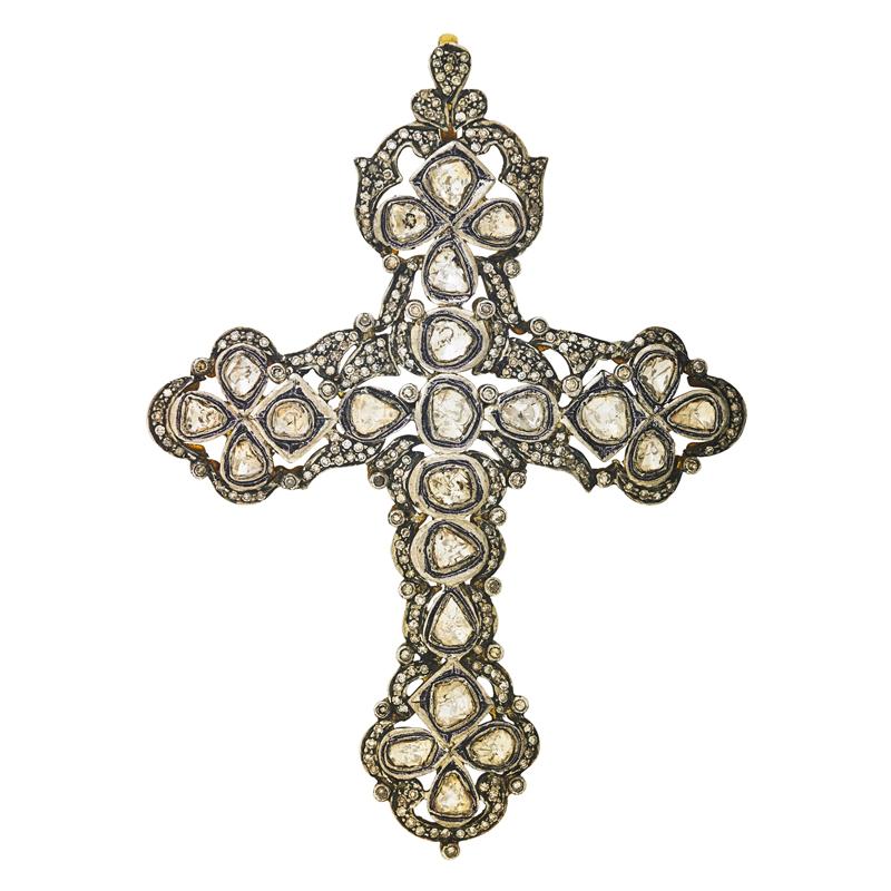 Appraisal: LARGE INDIAN DIAMOND CROSS PENDANT Condition Report At least k