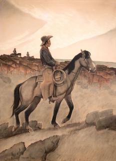 Appraisal: Cattle Drive by Maynard Dixon Maynard Dixon - mixed media