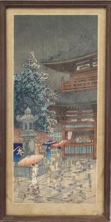 Appraisal: Antique Framed Japanese Woodblock Antique Framed Japanese Woodblock Sight size