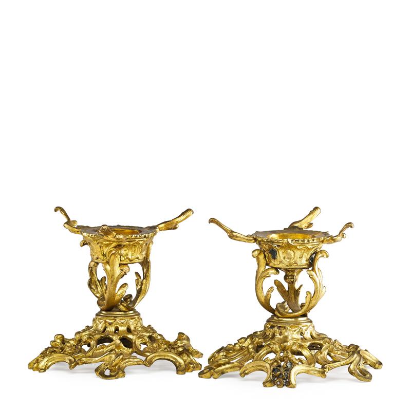 Appraisal: PAIR OF FRENCH GILT BRONZE STANDS Condition Report