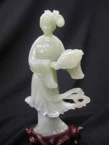 Appraisal: Chinese Carved Jade Figurine of a Ladywith fan '' plus