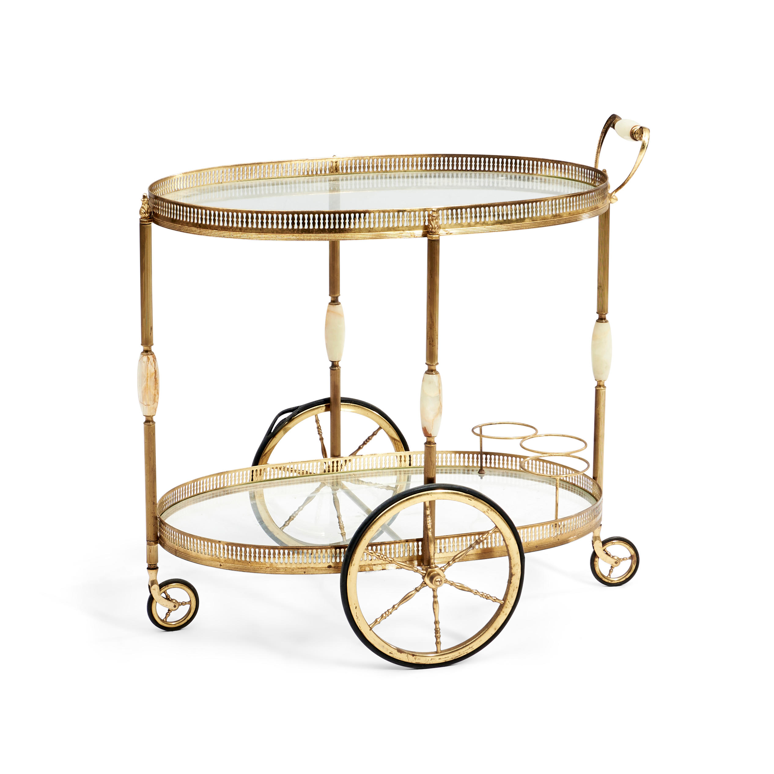 Appraisal: Modern Brass and Agate Bar Cart mid- th century the