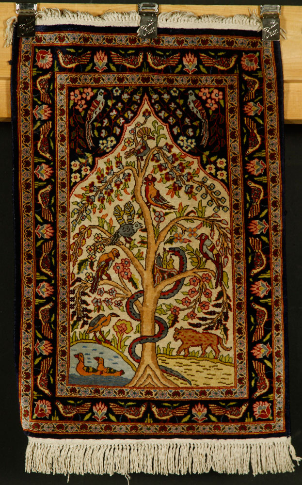 Appraisal: - Silk Prayer Carpet Silk prayer carpet with tree of