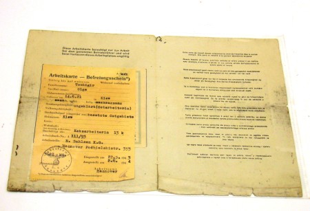 Appraisal: German WWII period Auslandische work book issued to a Ukrainian