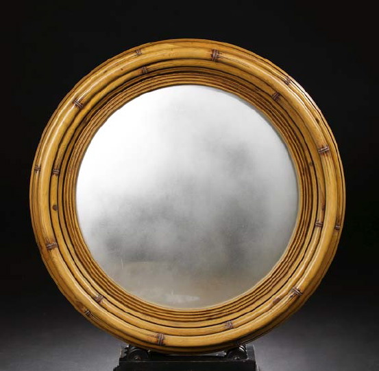 Appraisal: Unusual English Faux-Bamboo Convex Looking Glass in the Regency taste