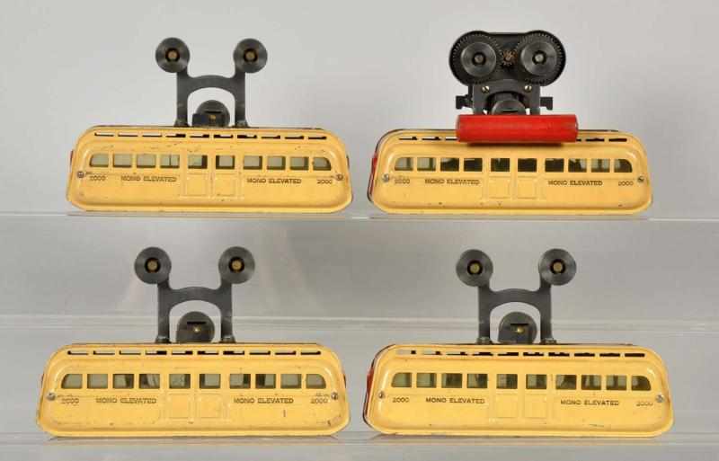 Appraisal: Scarce Leyland Monorail Elevated Tram Set Includes four tram cars